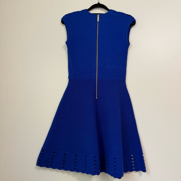 NWOT Ted Baker Zaralie Jacquard Royal Blue Fit Flare Sweater Dress sz 2 / US 6-8 - Picture 10 of 16